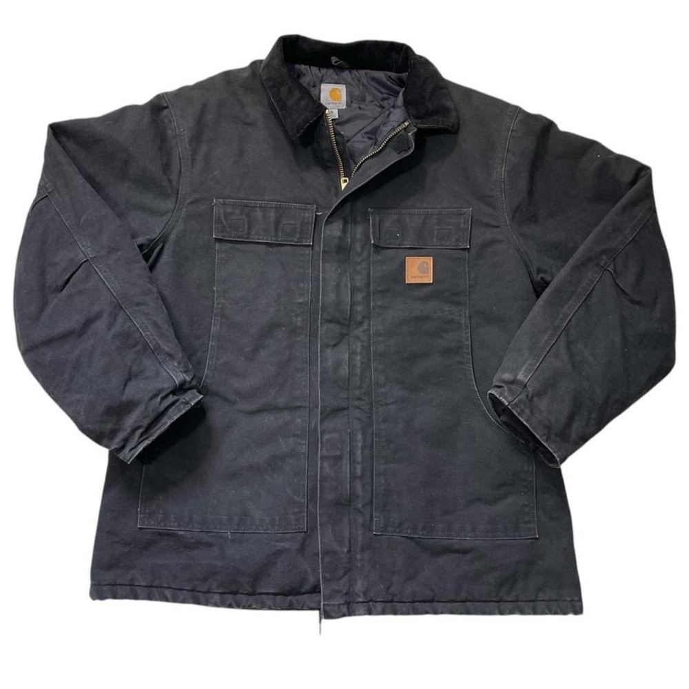 Vintage 90s Carhartt Double‎ Front Pocket Jacket Black Arctic Chore Coat - XL